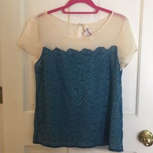 Flowy blue lace top